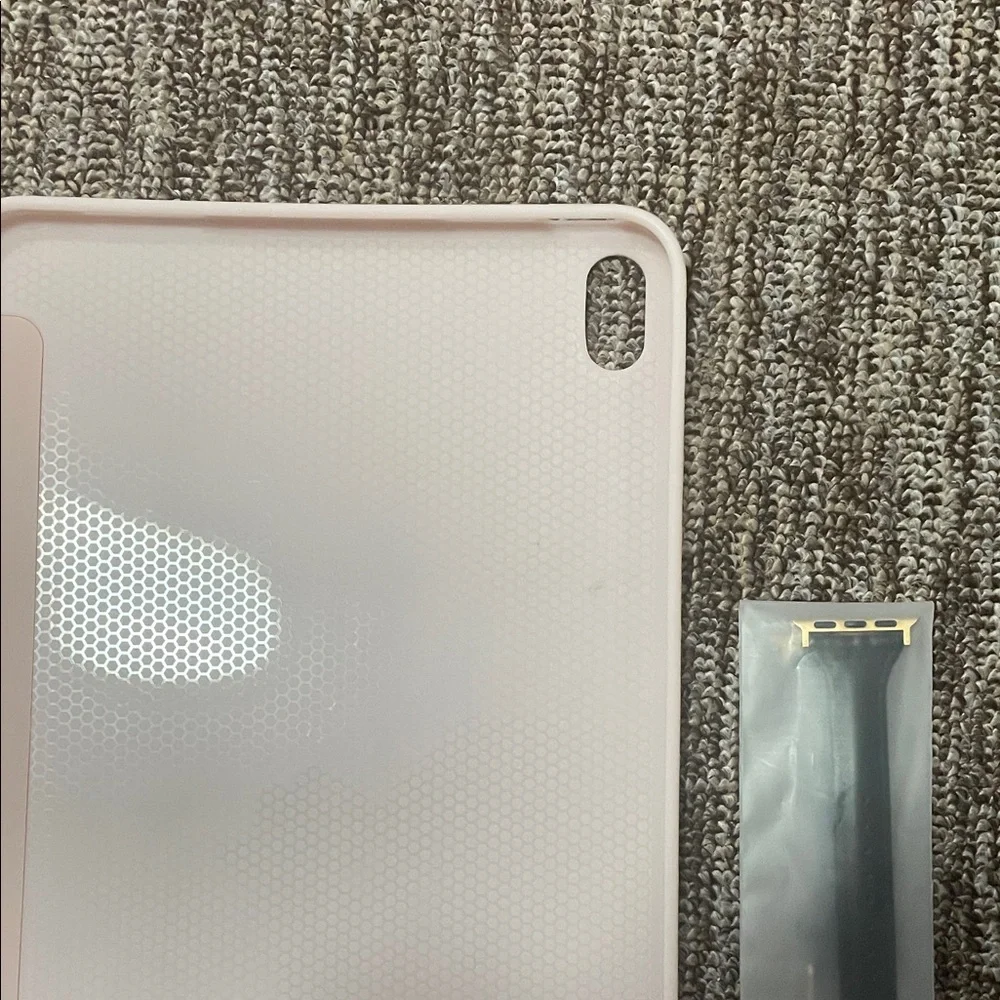 iPad 10th gen Baby Pink case w/ 40mm Gold Hardware Leather Apple Watch Strap